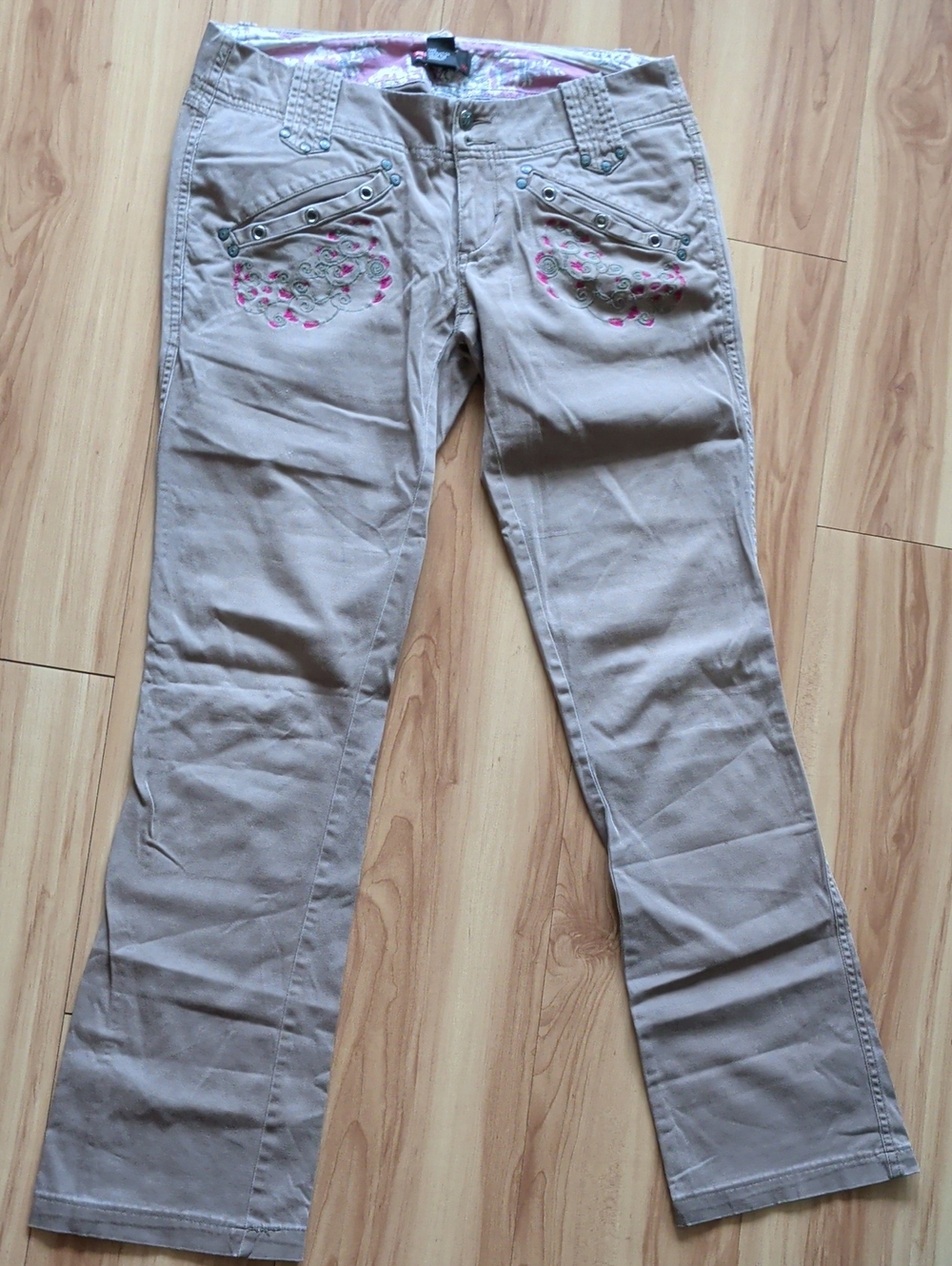 Women’s Diesel Y2K Embroidered Jeans with Pink Accents